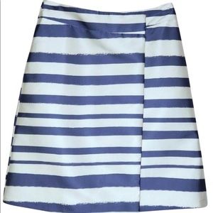 Topshop Navy stripe asymmetrical midi skirt Size 4